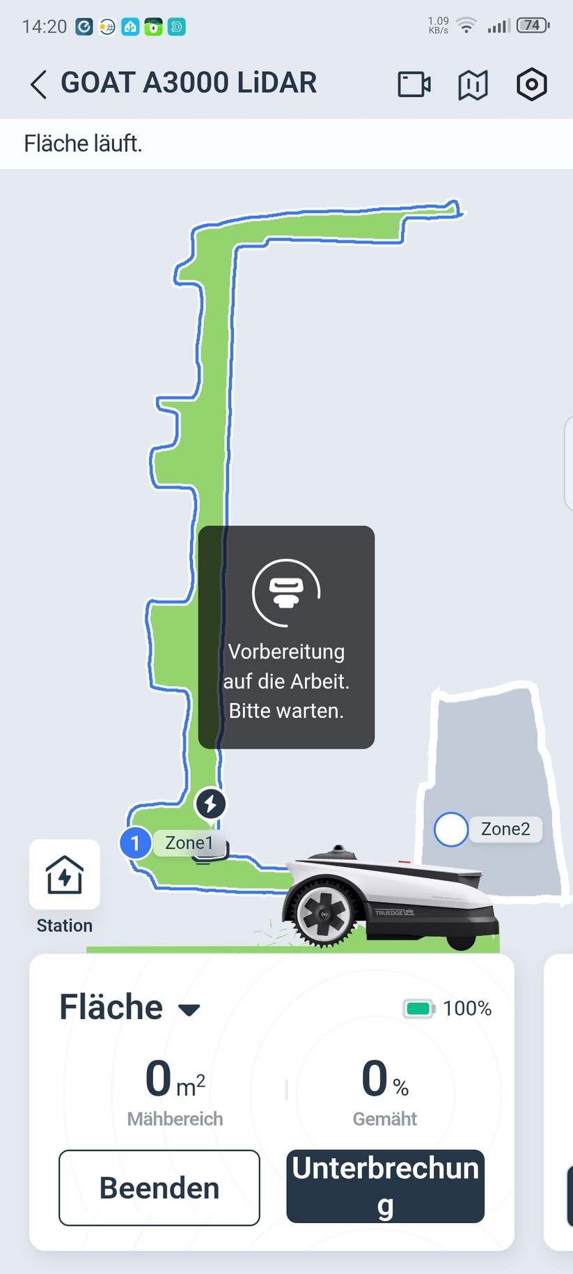  Kartierung, Einstellungen und Mähen