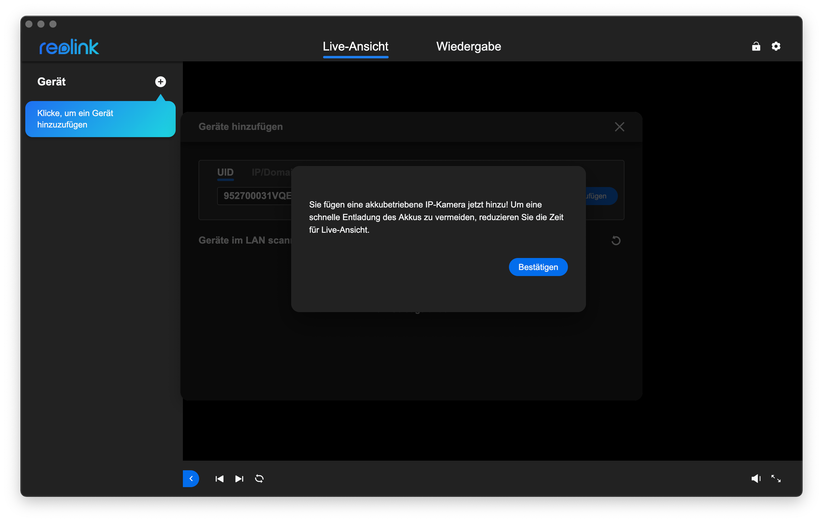 Reolink Go 4G/LTE: Desktop-Anwendung
