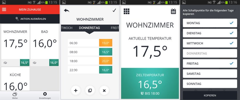 Die Total Connect Comfort App von Honeywell ist sehr übersichtlich gestaltet und man findet sich schnell zurecht.