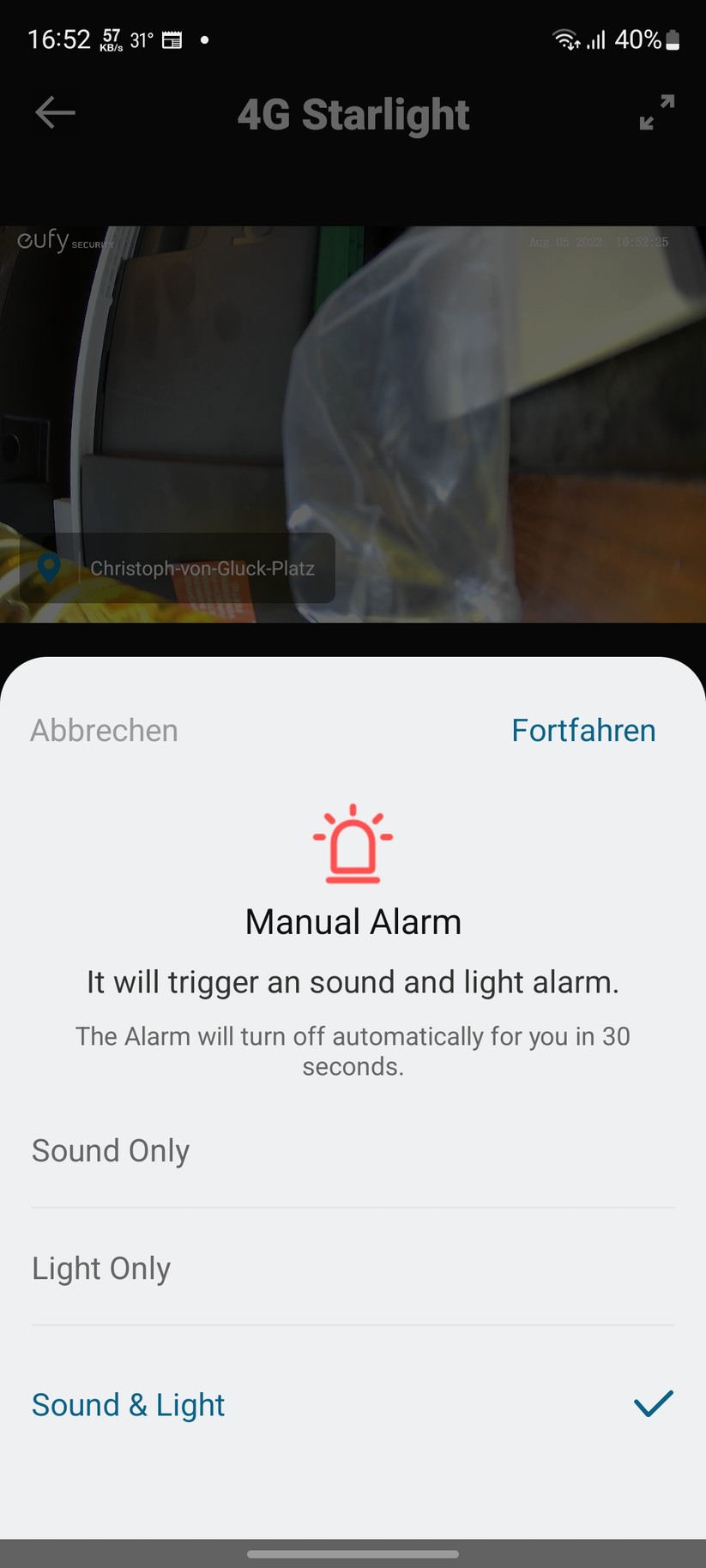 Eufy 4G LTE Starlight: Die interne Sirene ist sehr laut.