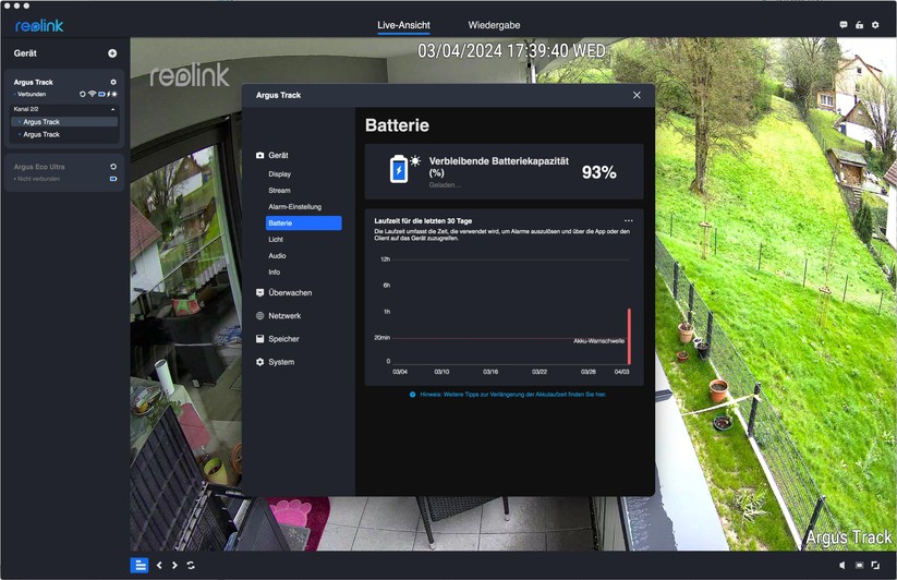 Reolink Argus Track: Konfiguration mit Desktop-App