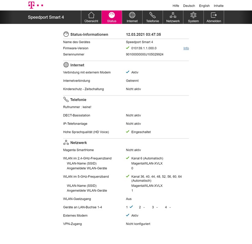 Speedport Smart 4 - Konfiguration