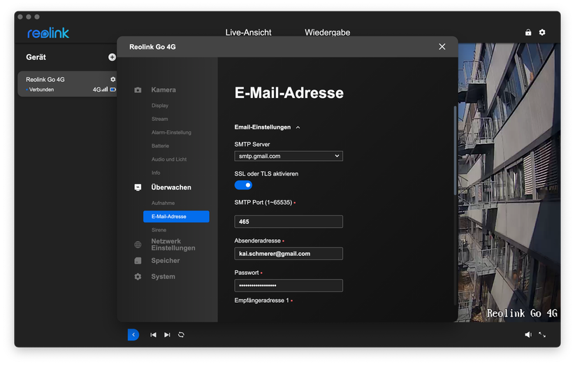 Reolink Go 4G/LTE: Desktop-Anwendung