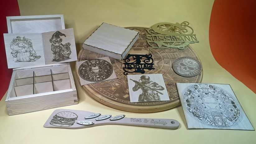 Bearbeitet mit einem Laser-Engraver.