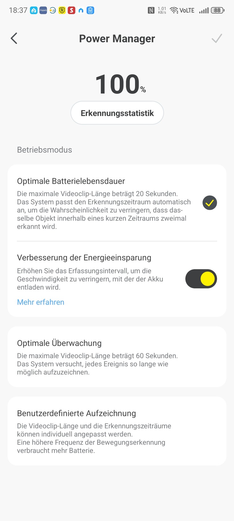 Baseus Security S2: Konfiguration mit der App