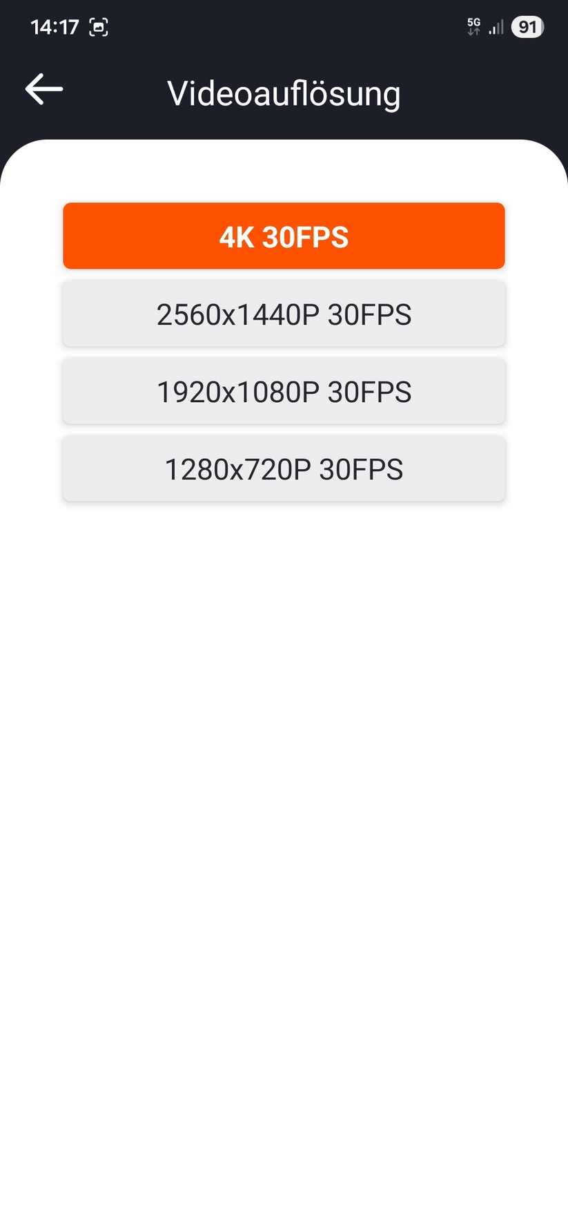 Vantrue E1 Pro – Screenshots der App