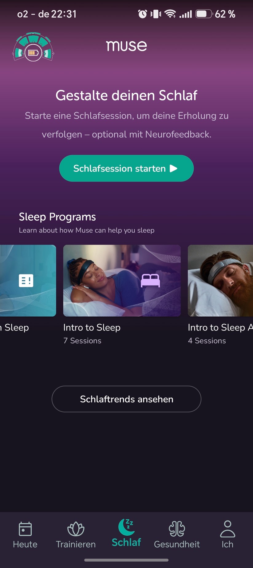 Muse S Athena: Schlafbereich