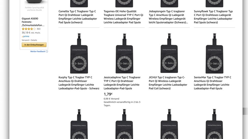 Das getestete Noname-Produkt ist unter verschiedensten Herstellerangaben zu finden.