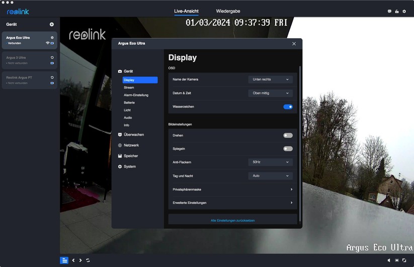 Reolink Argus Eco Ultra: Einstellungen mit Desktop-App