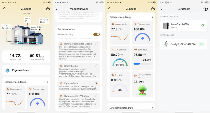 Die App lässt sich einfach bedienen, reagiert zügig auf Nutzereingaben und informiert mit zahlreichen Werten und Statistiken über den aktuellen Betriebszustand.