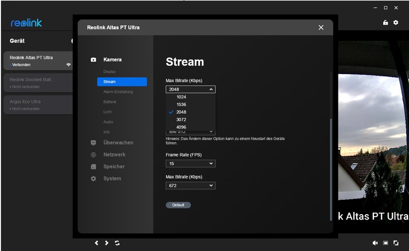 Desktop-Anwendung für Reolink Altas PT Ultra: PTZ-Überwachungskamera mit 4K, Wi-Fi 6, Akku, farbiger Nachtsicht und kontinuierlicher Aufnahme