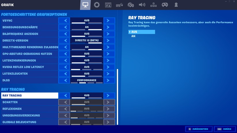 Raytracing benötigt DirectX 12 in Fortnite, dann kann man es im Spiel aktivieren - die passende RTX-Karte von Nvidia vorausgesetzt. 