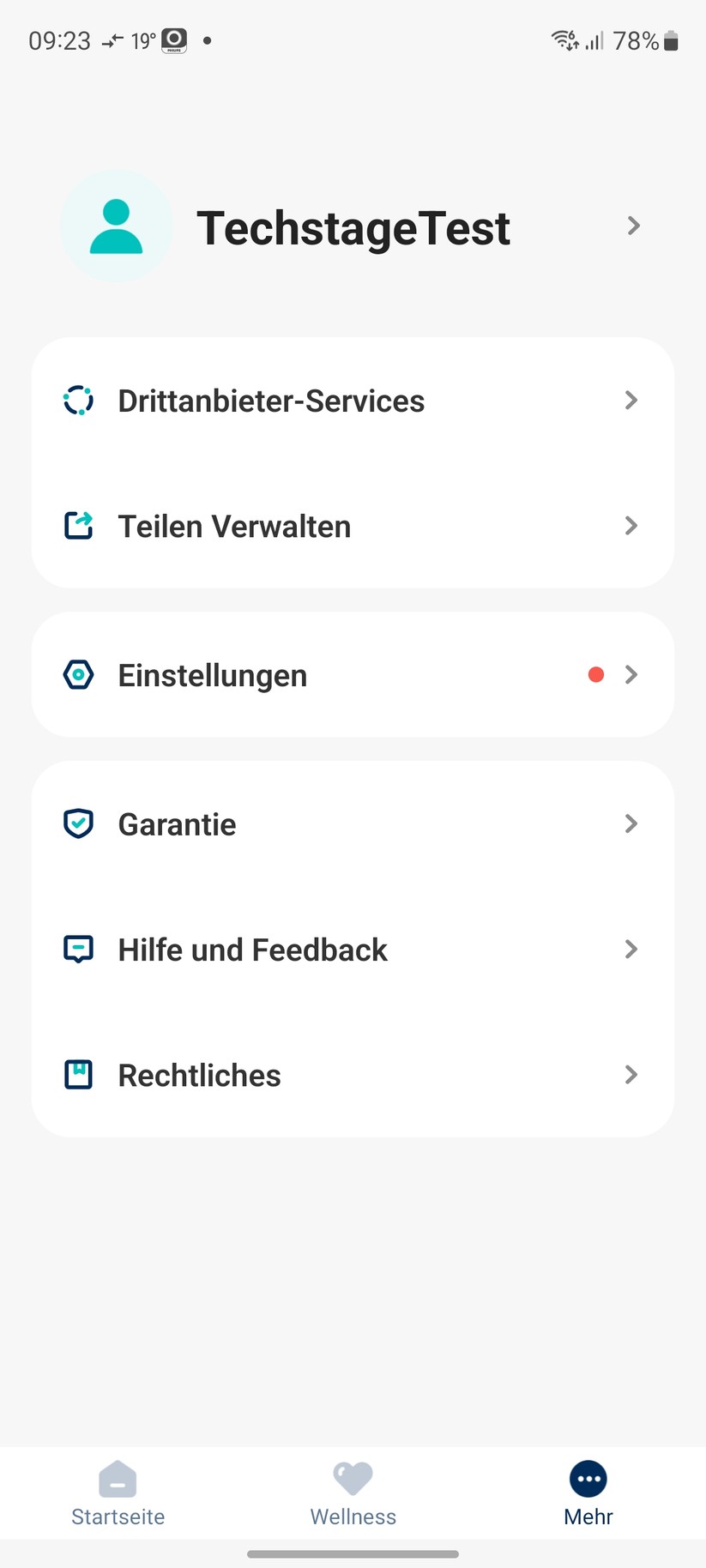  App und Einstellungen