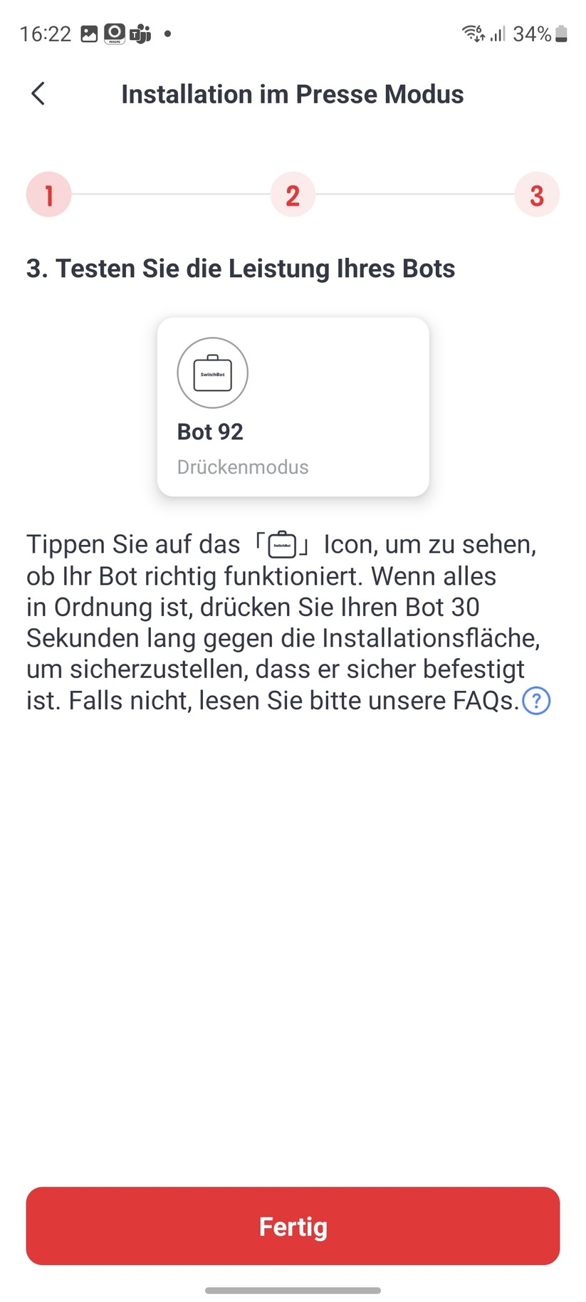 Die Einrichtung der Switchbot-Komponenten erfordert eine Registrierung. Ansonsten ist der Setup-Prozess sehr einfach. Während der Einbindung liefert die App informative Erklärungen, Grafiken und Videos zu den einzelnen Komponenten hinsichtlich Einrichtung, Konfiguration und Betrieb. Vorbildlich.