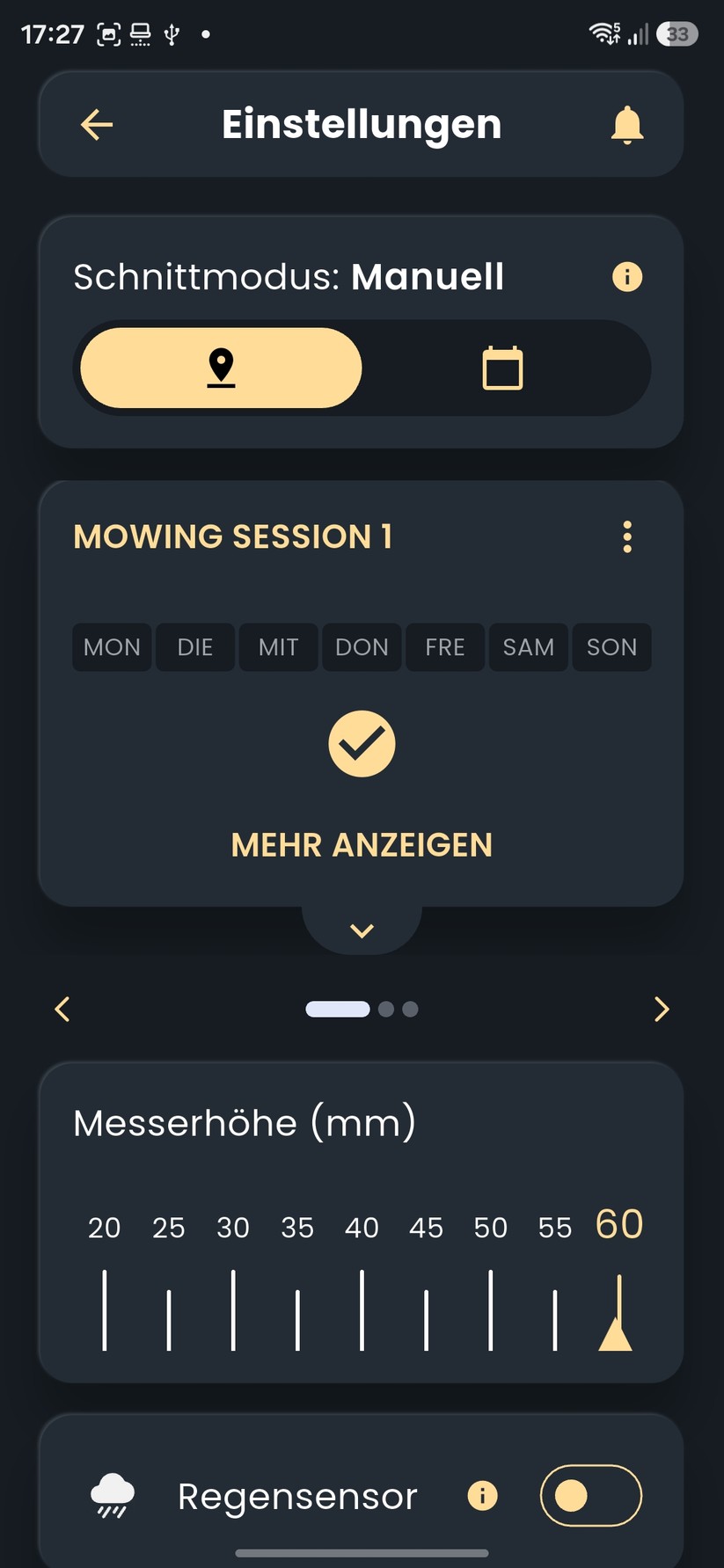 Der Funktionsumfang der App ist recht groß. Der A 6v verwaltet bis zu zehn Mähbereiche, zusätzlich sind bis zu 50 Sperrzonen vorgesehen. In der App lassen sich virtuelle Grenzen, Transferwege und Ausschlussbereiche anlegen.