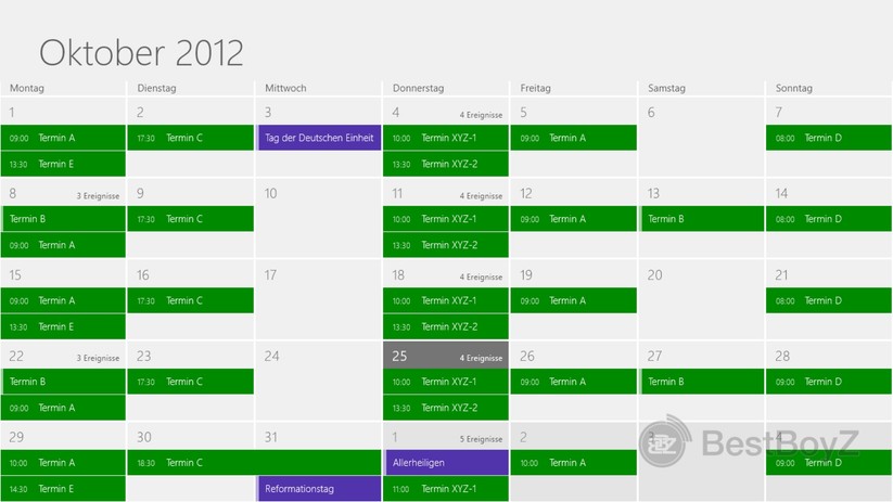 Native Kalender-App in Windows RT