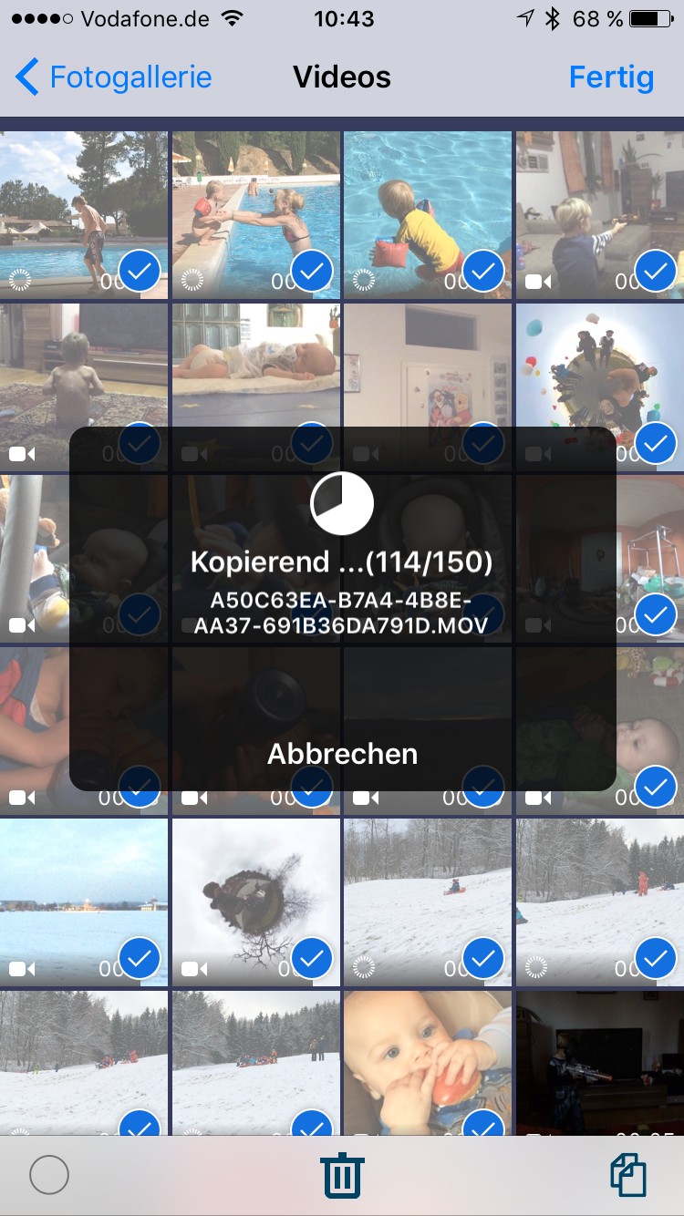 Auch das Kopieren von großen Datenmengen klappt erstaunlich schnell.