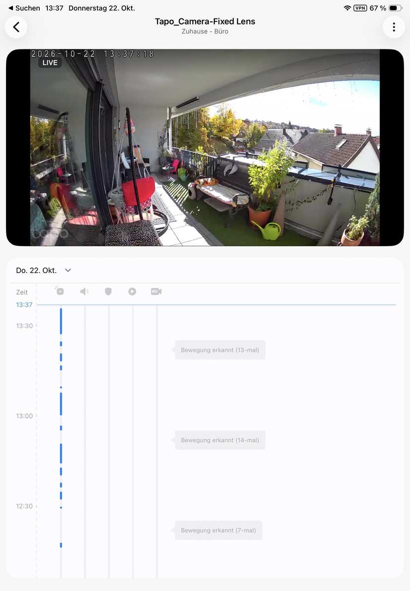 Die Tapo-App ist auch für Tablets optimiert. Sie reagiert zügig und stellt den Kamerastream nahezu verzögerungsfrei dar.