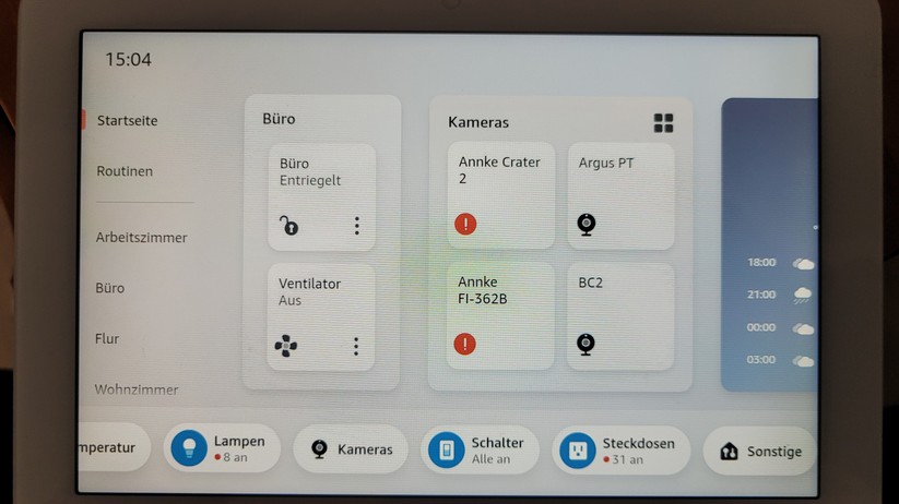 Amazon Echo Hub: Konfiguration und Oberfläche