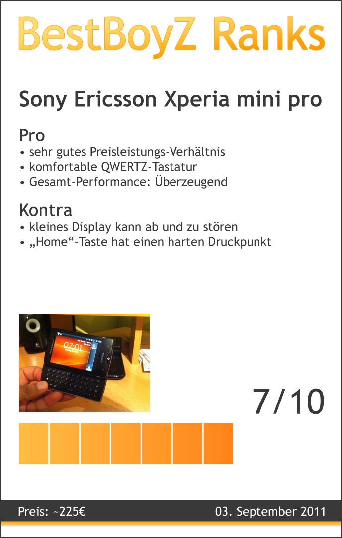 BestBoyZ Ranks zu dem Sony Ericsson Xperia mini pro