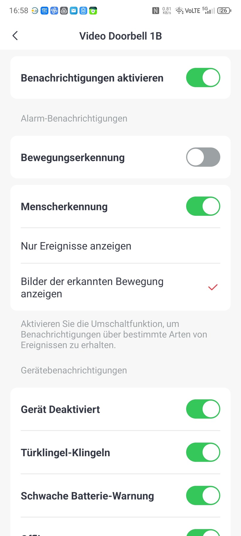 Einstellungen in der Switchbot App