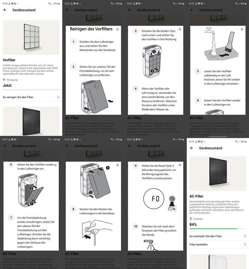 Philips AC2889/10: Inbetriebnahme mit App und Einstellungen