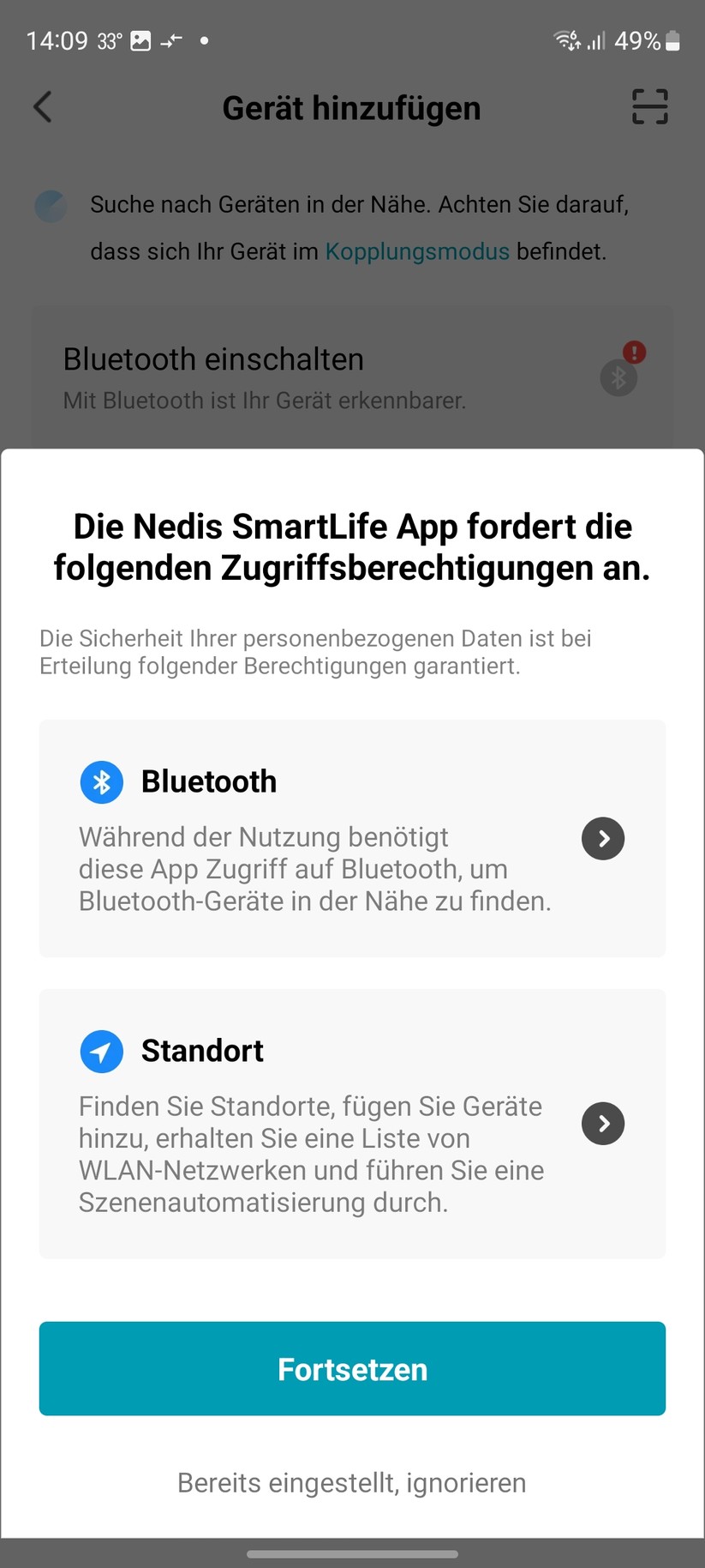 Inbetriebnahme mit Nedis-App. Alternativ lässt sich das Gerät auch mit der Tuya-App steuern. Damit ist auch eine Integration in Home Assistant möglich.