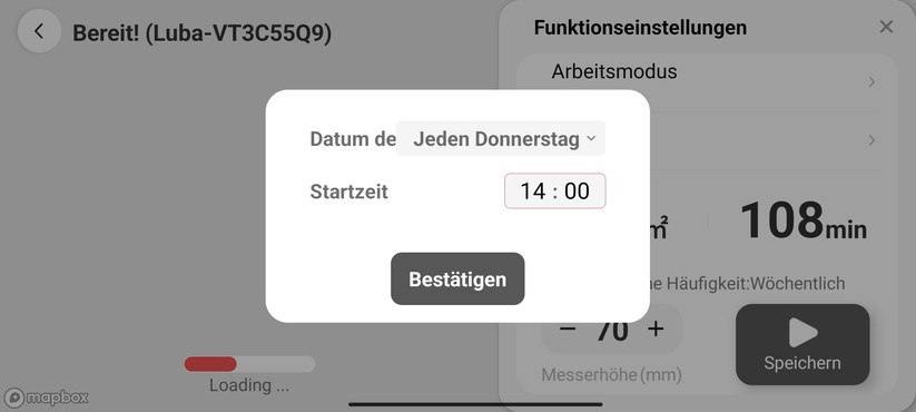 App des Mammotion Luba AWD 3000