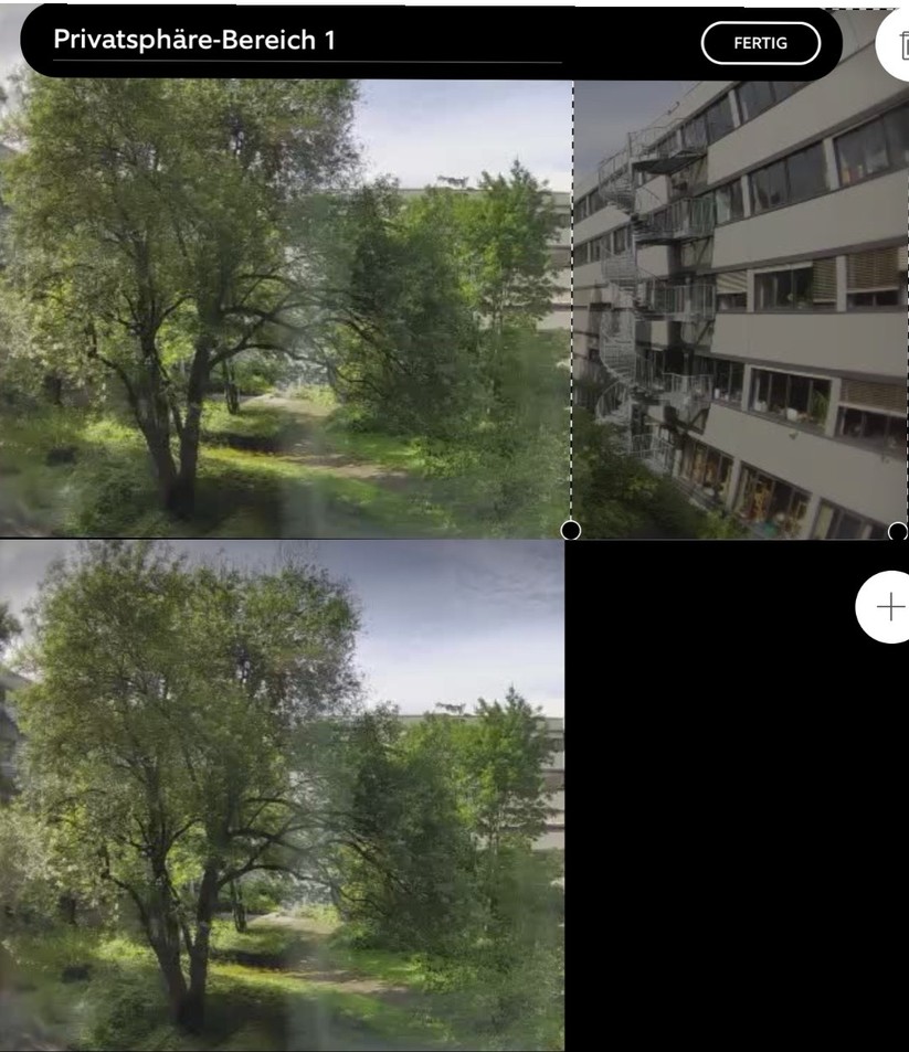 Nachbarsgarten ist im Video? Bildbereiche schwärzt man dauerhaft über die App aus.