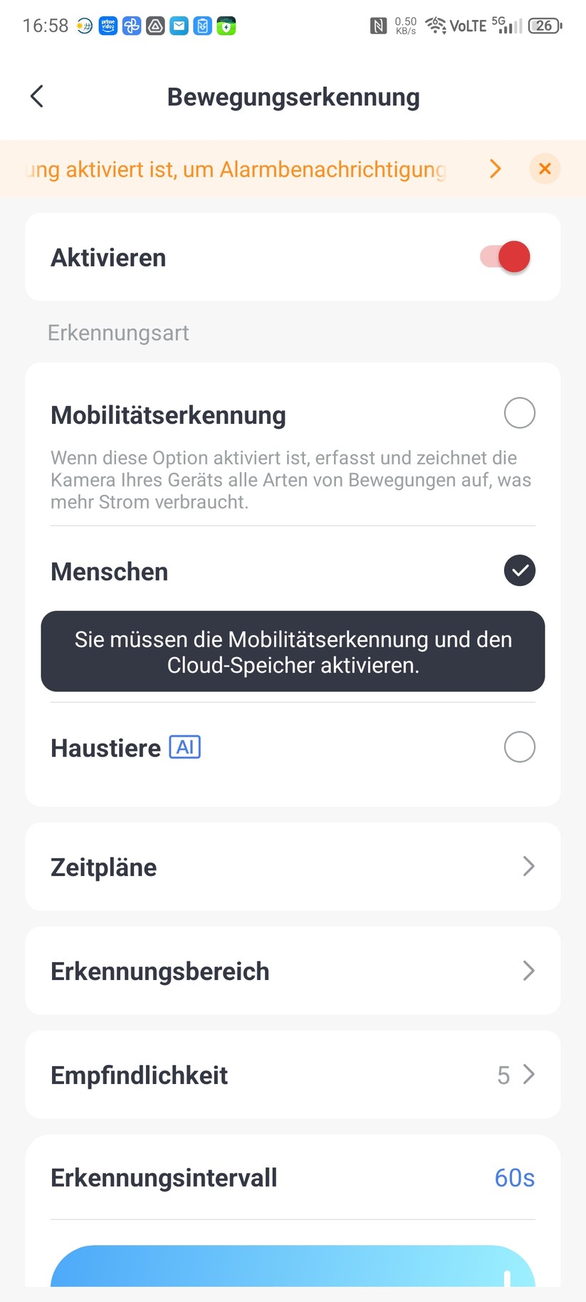 Einstellungen in der Switchbot App
