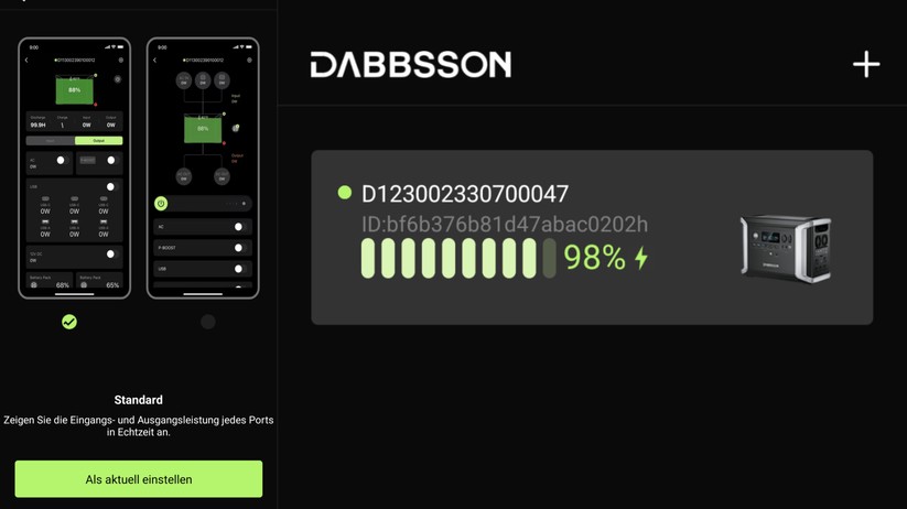 Dabbsson DBS2300 – App Startseite