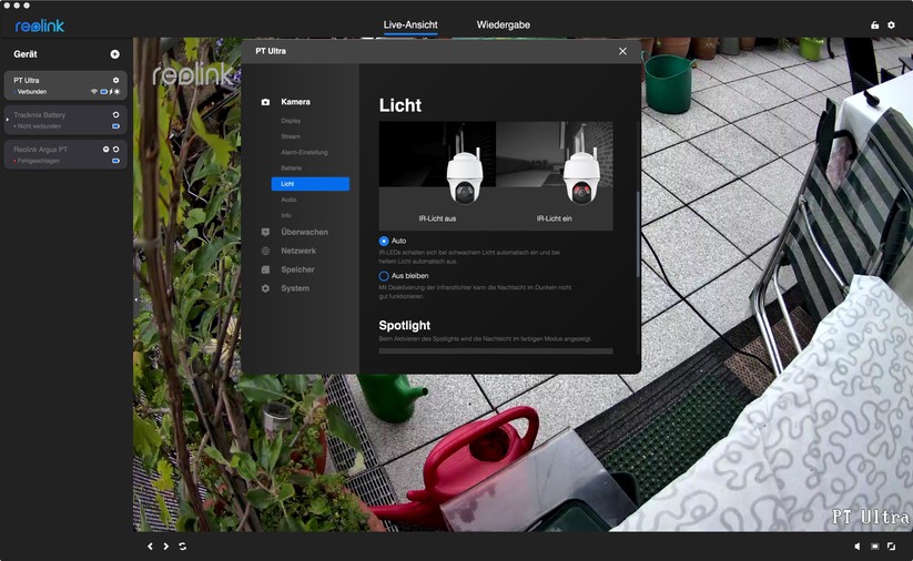 Reolink Argus PT Ultra: Einstellungen mit Desktop-App