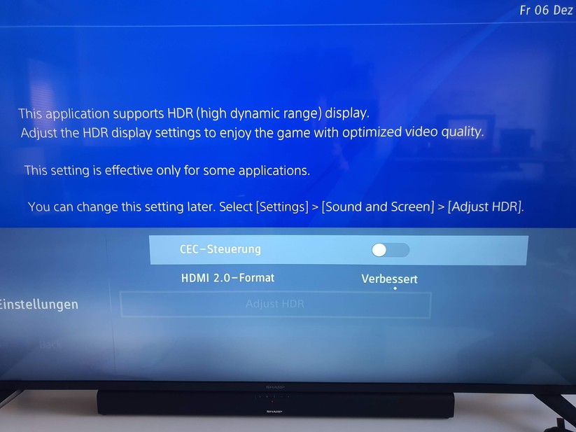 Die PS4 erkannte das HDR erst, als wir diese Funktion (unten) aktivierten. 