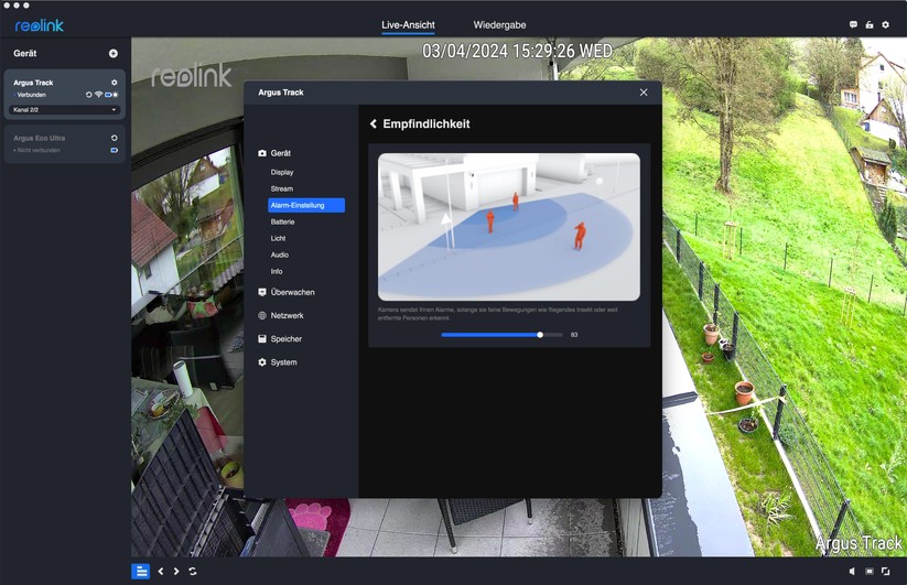 Reolink Argus Track: Konfiguration mit Desktop-App