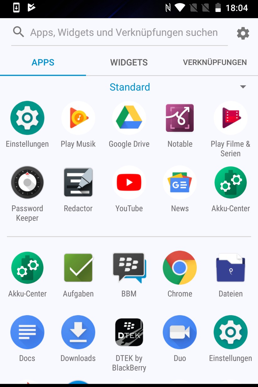 Hauptmenü (App-Drawer)
