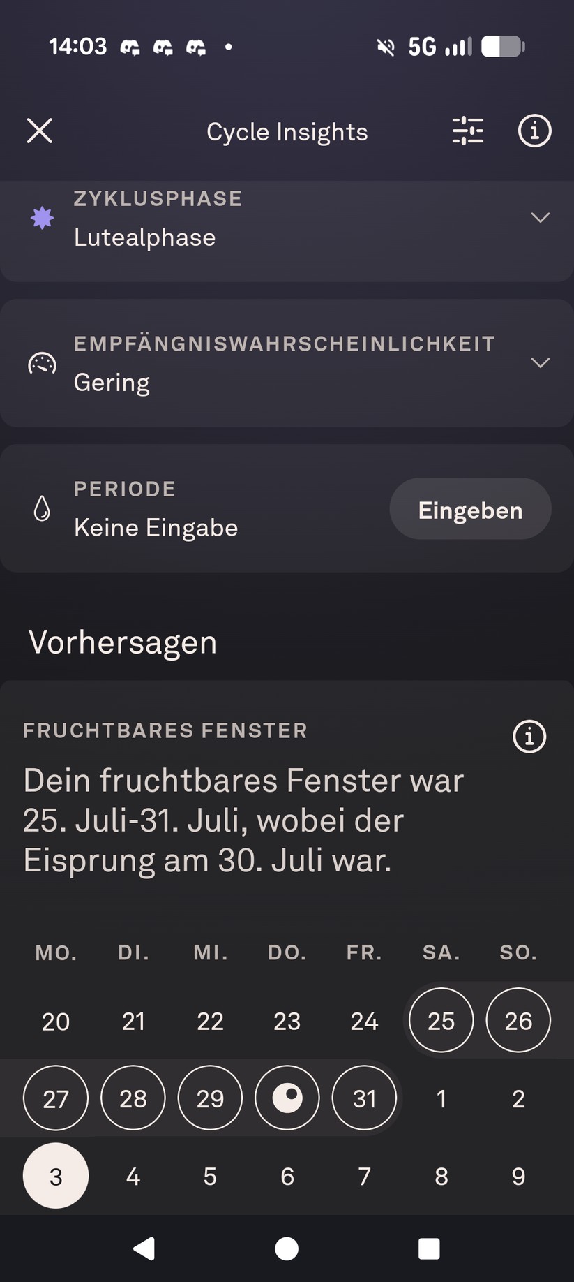 Oura Ring 5: App-Screenshots