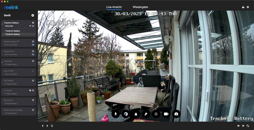 Reolink Trackmix Akku: App-Oberfläche und Beispiel-Bilder