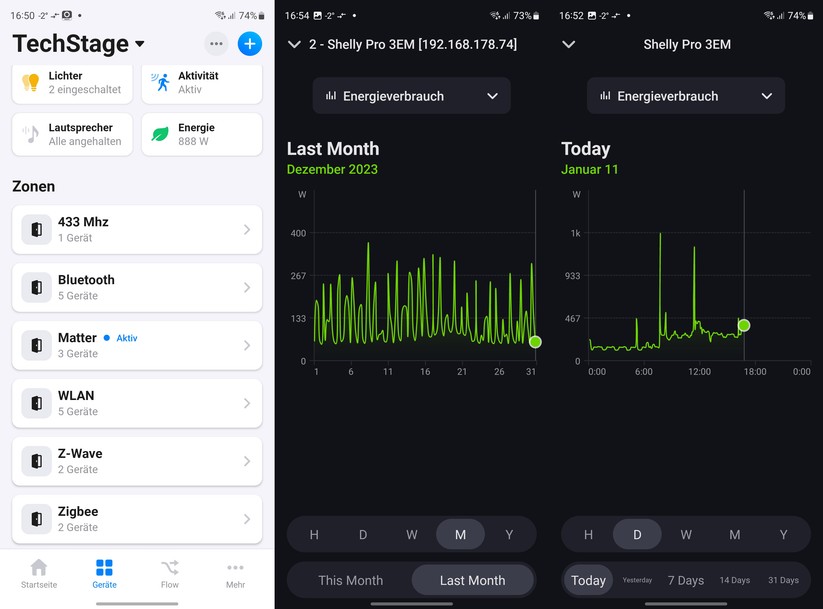 Homey Pro unterstützt alle relevanten Funkprotokolle und bietet zahlreiche Statistiken zu den einzelnen Geräten.