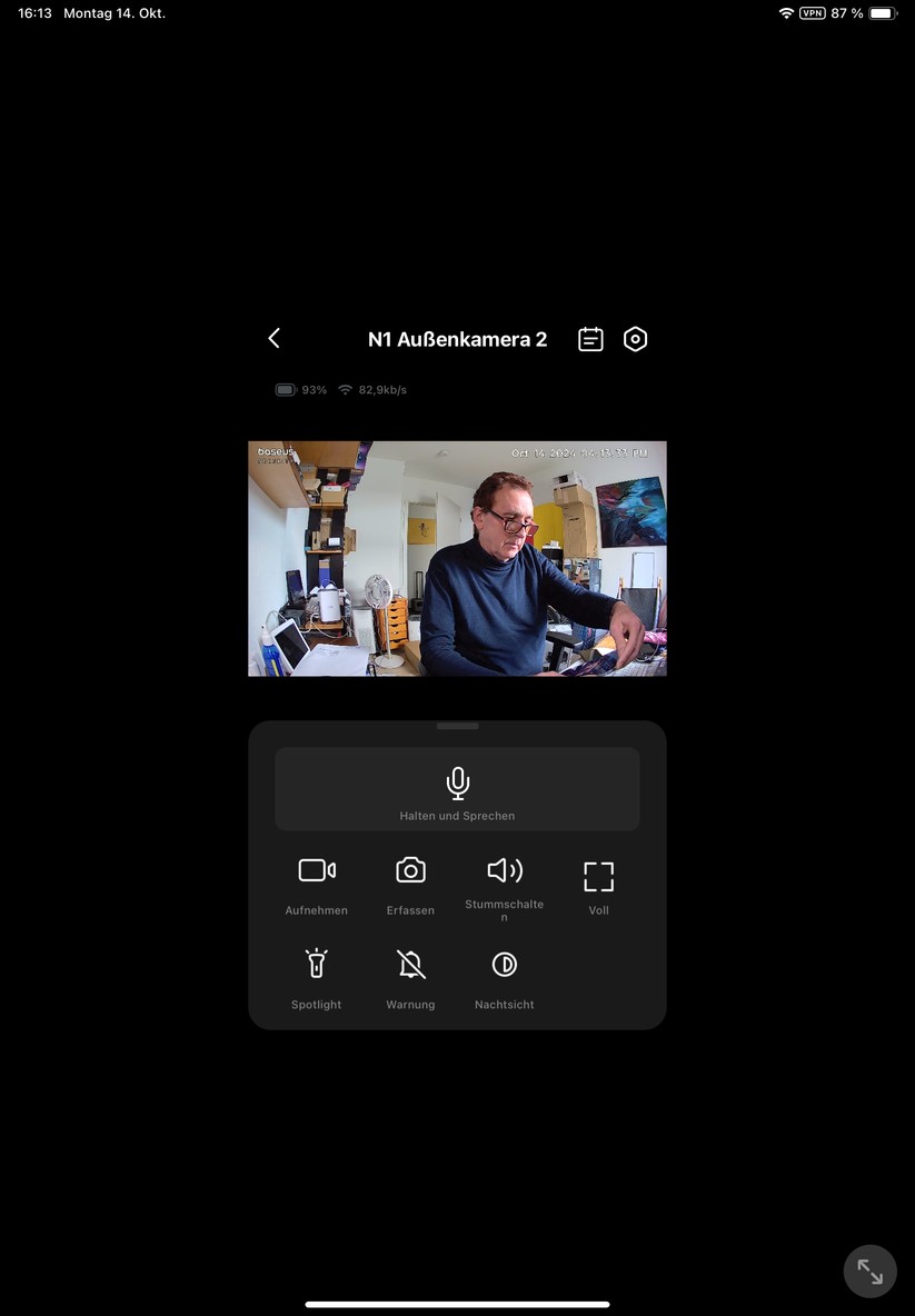 Baseus N1 Outdoor: Die App ist leider nicht für das iPad optimiert.