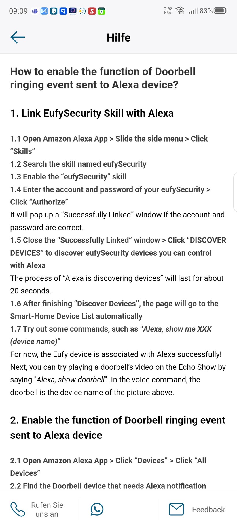 Eufy Video Doorbell E340: Konfiguration