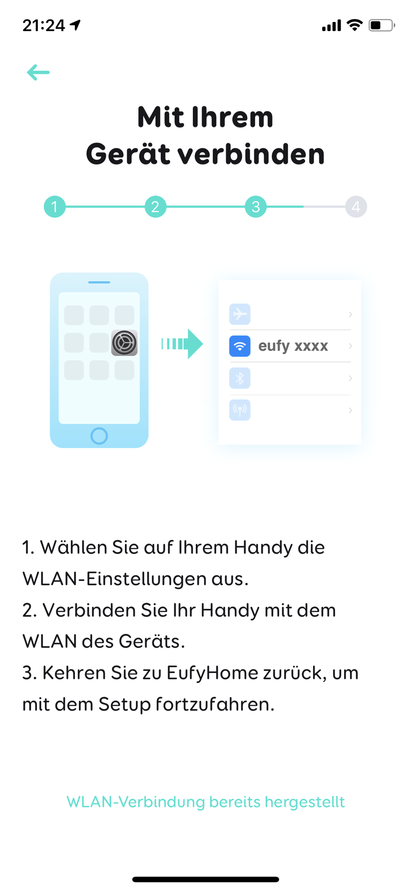 Smartphone verbindet sich zunächst mit dem Robovac