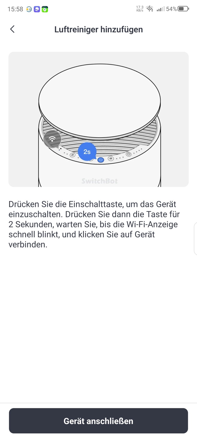 Switchbot Luftreiniger F6: App