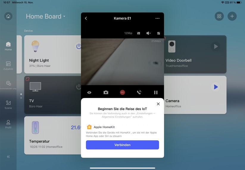 PTZ-Überwachungskamera Aqara E1: Inbetriebnahme, Homekit, Bedienung, Aufnahmen