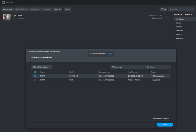 Die Integration in Synology Surveillance Station ist problemlos möglich.