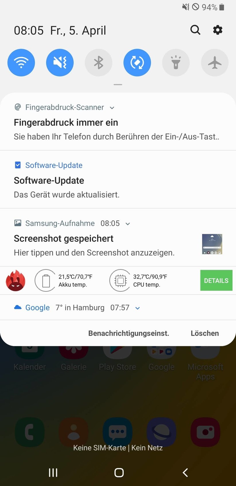 Leiste mit Benachrichtigungen