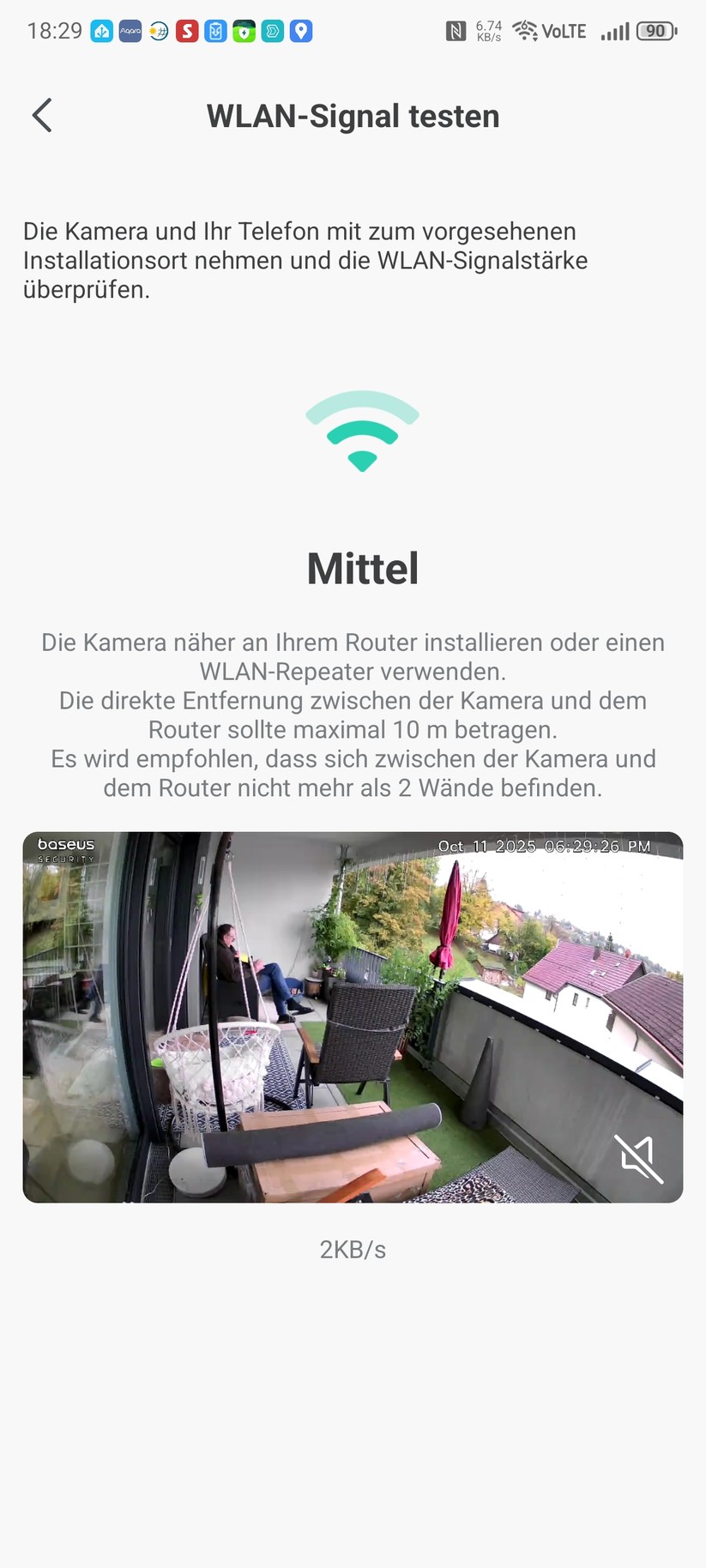 Baseus Security S2: Konfiguration mit der App