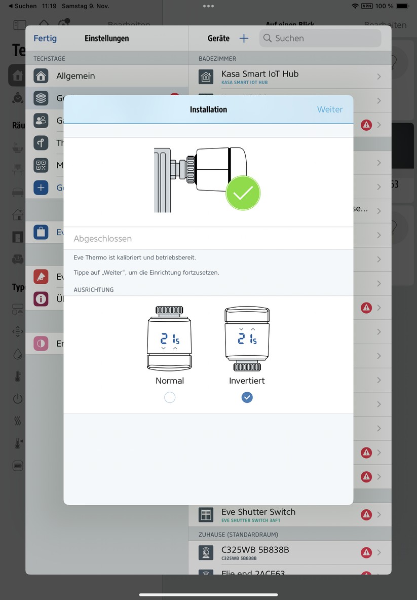 Einrichtung von Eve Thermo und Eve Thermo Control