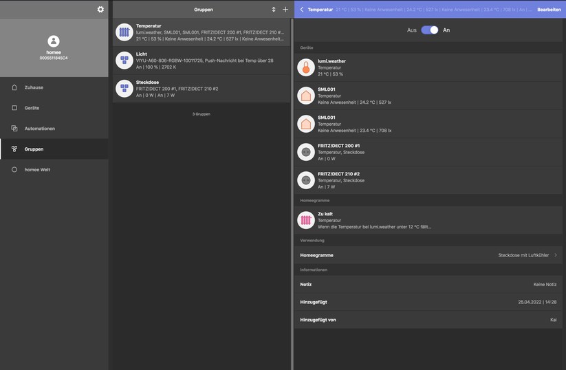 Homee: Smartphone- und Web-App