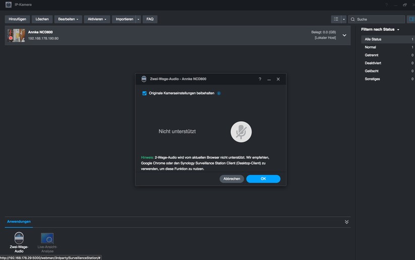 Synology Surveillance Station auf Synology DS223