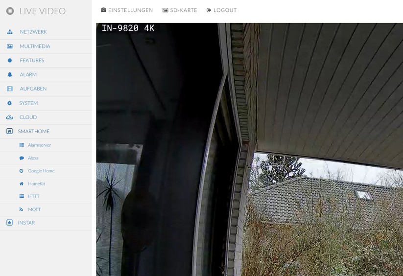 Instar IN-9820 4K: Die Steuerung der Überwachungskamera gelingt mit App oder Browser. Zudem kann sie auch in Smart-Home-Zentralen wie Home Assistant (Onvif, MQTT) und Drittherstellerlösungen wie Synology Surveillance Station eingebunden werden.
